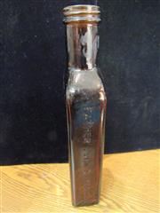 VTG LOT OF 4 GLASS BROWN & CLEAR MEDICINE BOTTLES